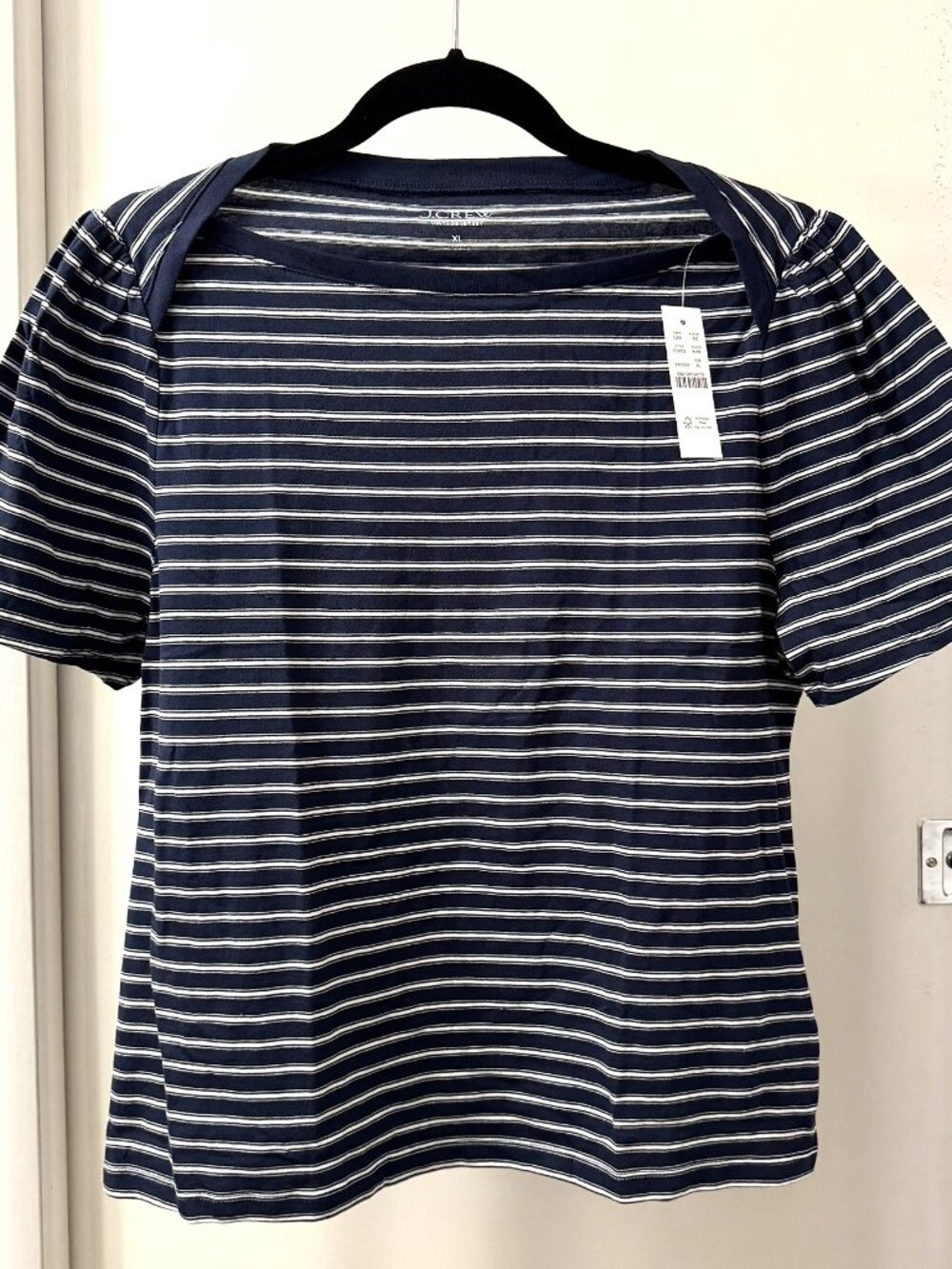 J.CREW Vintage Jersey Puff-sleeve T-shirt in Stripe - NWT - size XL